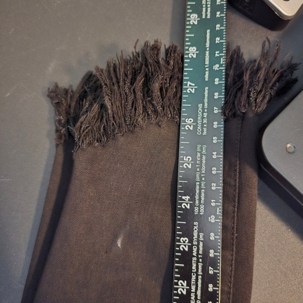 FRAME‎ Le High Skinny Jeans Black High Rise Frayed Hem Denim Size 25 - Picture 14 of 15